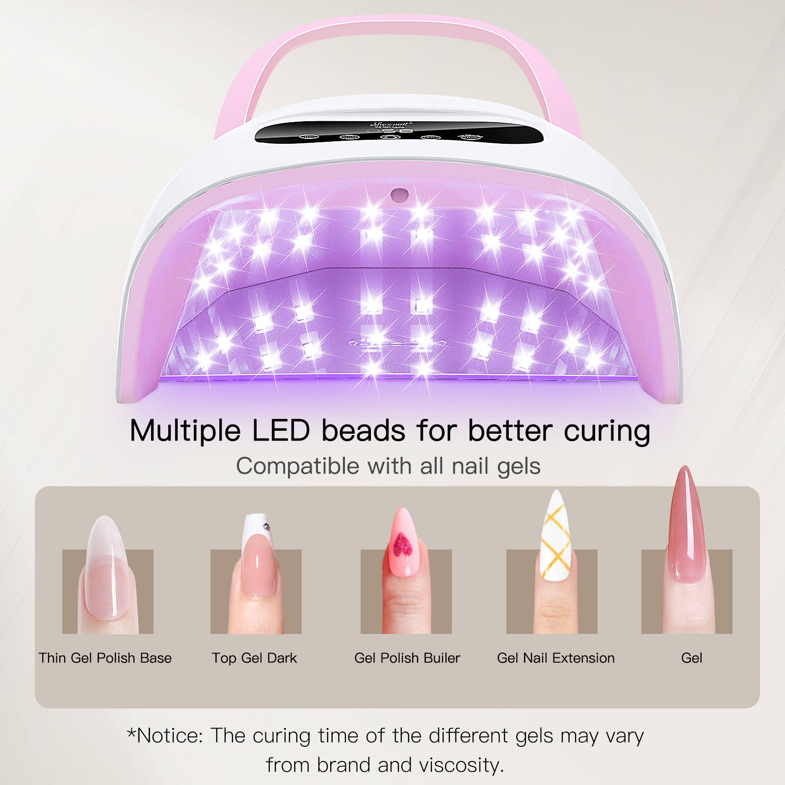 Shexnail Pure UV Nail Lamp (White) - Portable UV Light for Gel Nails with Multiple Timer Settings - LED Curing Light Nail Polish Dryer for Professional Nail Art, Salon & Home DIY