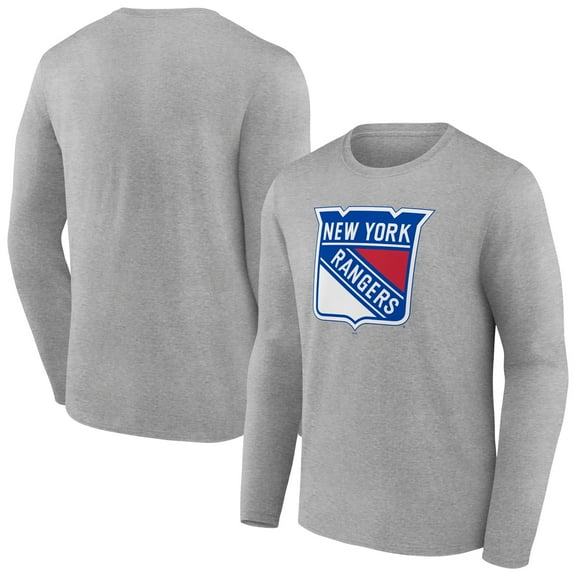 Men's Gray New York Rangers Primary Logo Team Long Sleeve T-Shirt