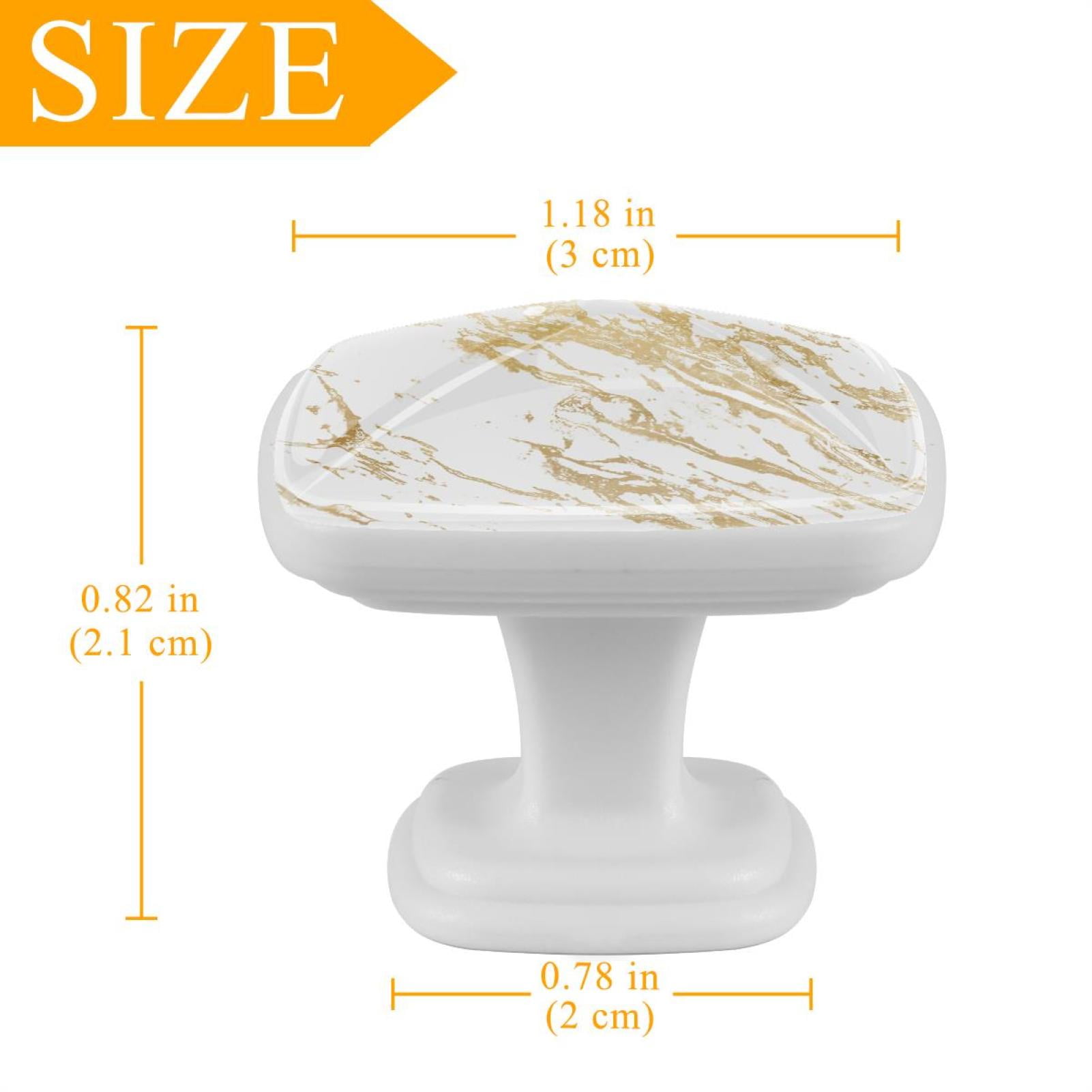 HemaKayy 4 Pack 1.2" Decorative Cabinet Knobs - Elegant, ABS Glass Square White Handles for Kitchen, Bedroom, Bathroom, and Home Furniture Decor - Unique Marble Texture