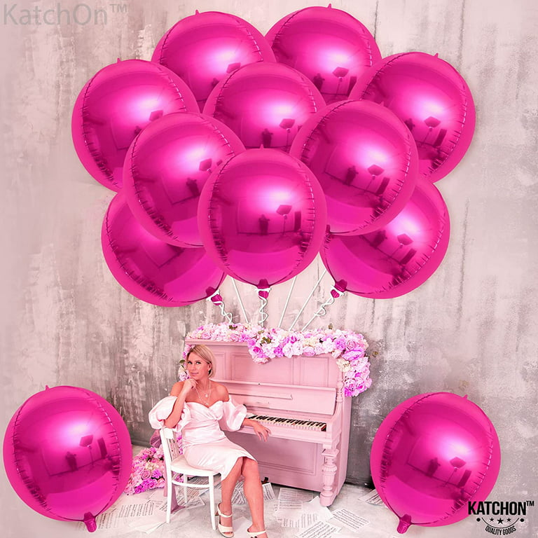 Big 22 inch Hot Pink Balloons - Pack of 12 | Hot Pink Mylar Balloons, Hot Pink Party Decorations | Metallic Pink Balloons | Magenta 4D Balloons Hot