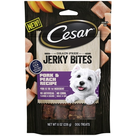 Cesar Jerky Bites Grain Free Dog Treats Pork & Peach Recipe, 8 oz.