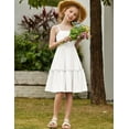 thumbnail image 4 of Arshiner Girl Dresses Tie Back Ruffle White Casual Teen Summer Sundress with Pockets A-Line Wedding Princess Dress Kids Girls Dresses Size 8, 4 of 6