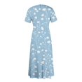 thumbnail image 6 of LWavelet Women's Plus Size Ditsy Floral Maxi Dress Short Sleeve Tie Waist Casual Cute Dress with Pockets Dark Blue 3XL, 6 of 7