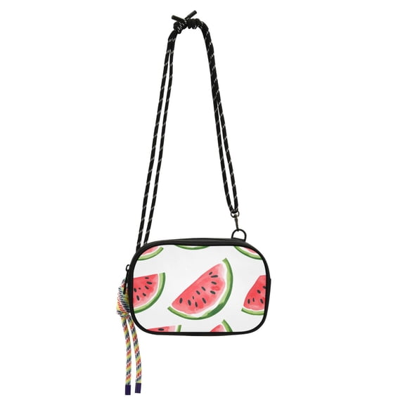 FORMRS Mini Crossbody Bag for Women Adjustable Shoulder Rope Travel Casual Phone Purse, White Watermelon