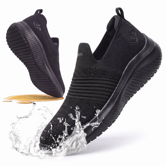 Joypods Women's Non Slip Work Shoes, Water-Resistant Slip on, Black,Size 7.5