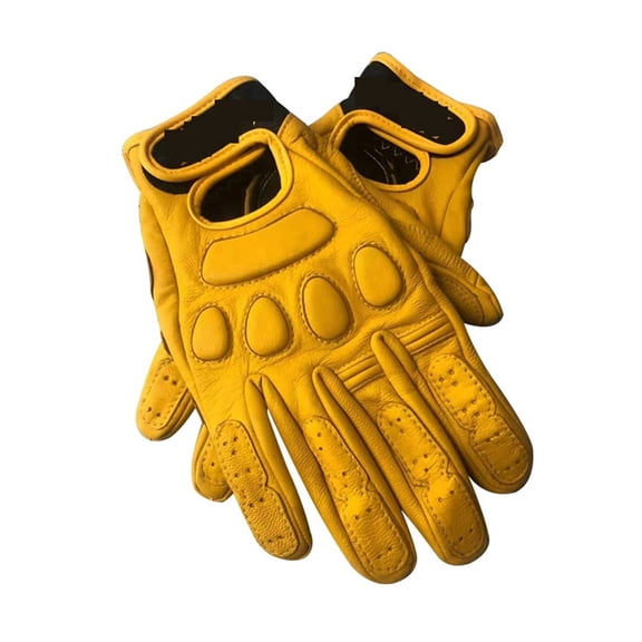Retro Cowskin Breathable Leather Motorcycle Gloves Racing Gloves ,Flexible and Comfortable
