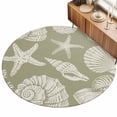 thumbnail image 2 of Round Area Rugs 3.3Ft, Sage Green Starfish Coastal Non-Slip Washable Circle Rugs Carpet, Shell Summer Beach Nautical Indoor Outdoor Rug Floor Mats Throw Runner for Bedroom Living Room Bathroom, 2 of 8
