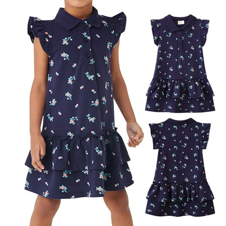 

PEASKJP Girls formal Dresses Toddler Girls Sleeveless Plus Size Tulle Suspenders Floral Printed Pageant Dress A 4 Years