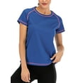 thumbnail image 4 of LELINTA Women's Plus Size Short Sleeve Women Quick Dry Slim Fit Yoga Tops Activewear Sports T-Shirt Pink/ Blue/ Grey, S-3XL, 4 of 7