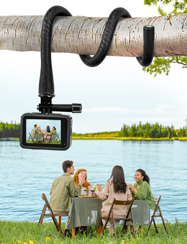 Flexible Action Camera Mount - Bigcan Universal GoPro Tripod with Phone Holder, 360° Bendable Octopus Stand for Travel, Vlogging, Fitness, Baby Stroller, Car, Outdoors