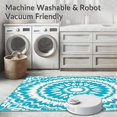 thumbnail image 5 of ODIKA 6'x9' Machine Washable Non-Slip Area Rug, Blossom with Symmetrical Petal Design High Traffic Rug with Pad, Blue, 437688, 5 of 8