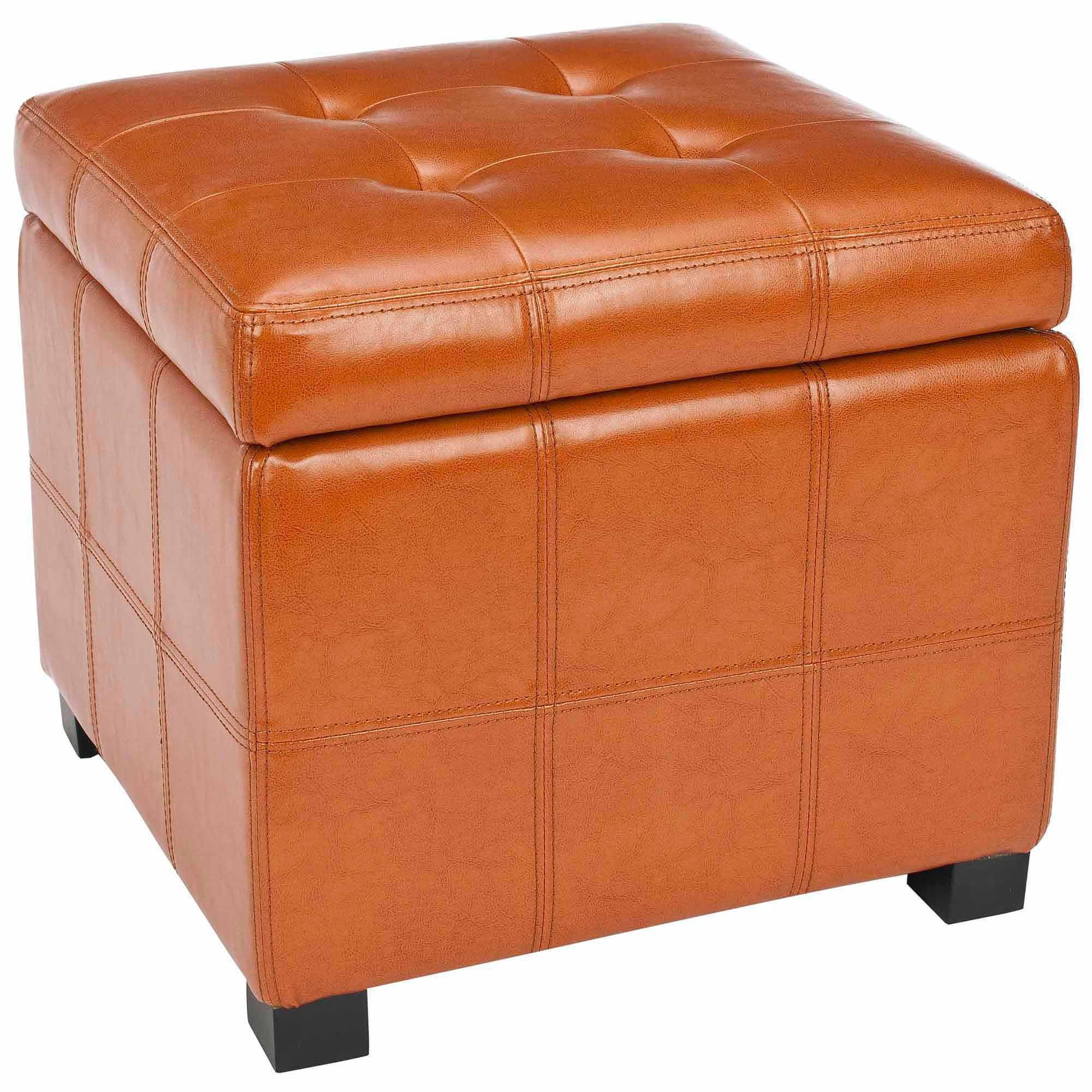 SAFAVIEH Maiden Rustic Flip Top Square Tufted Ottoman, Saddle