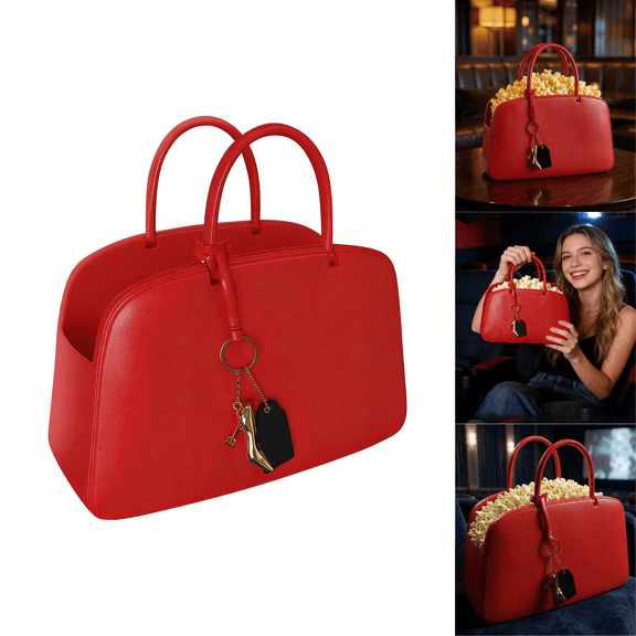 Movie Night Handbag Popcorn Bucket Cute High-Heel Charm Design, Fashionable Popcorn Bucket Handbag Perfect for Pop Corn Machine, Cinema, Carnival, Party