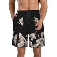 thumbnail image 2 of Uemuo Japanese White Crane Pattern Men's Swim Trunks Hawaiian Beach Bathing Suit Swimsuits Beach Quick-Dry Shorts with Pockets-Medium, 2 of 9