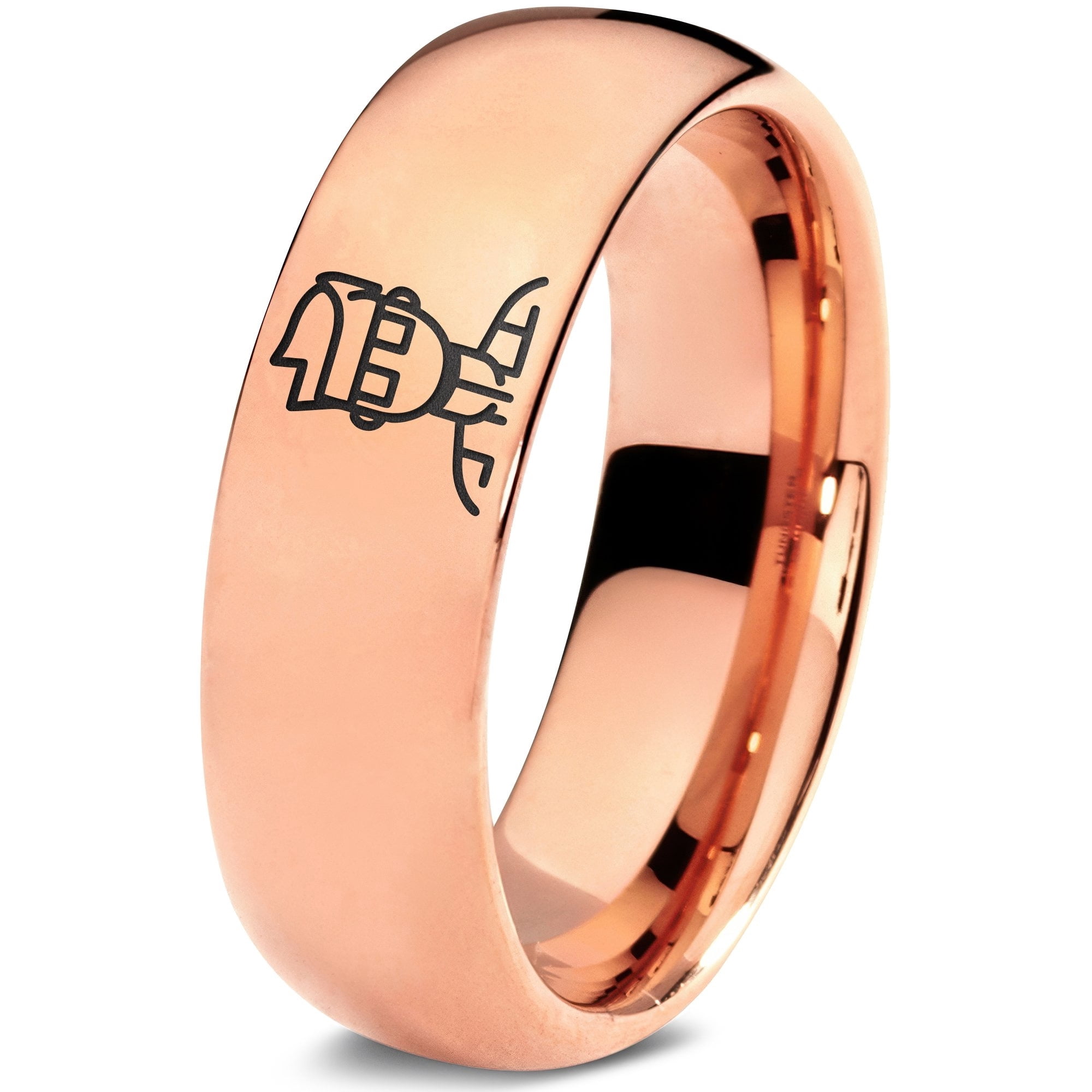 Tungsten Gamer Rose Gold Ring Wedding Custom Gift Gray Initial Jewelry Galentines Day Wife
