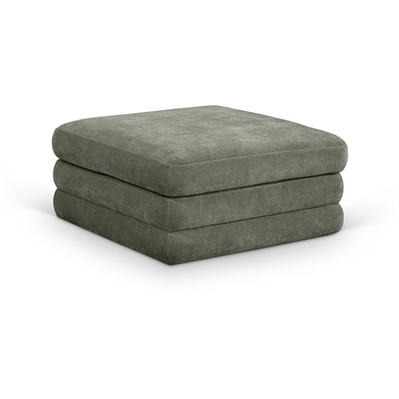 Meridian Furniture Stellar Green Chenille Fabric Modular Ottoman