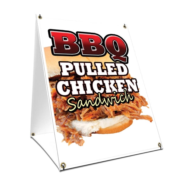 A-frame Sidewalk Bbq Pulled Chicken Sandwich Sign With Graphics On Each Side | 18" X 24" Print Size