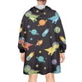 thumbnail image 2 of Wearable Oversized Blanket,Space Dinosaur Pattern Wearable Blanket Hoodie for Adults,Cozy Hooded Blankets with Super Pockets,Super Warm Fuzzy Pullover for Women & Men, 2 of 6