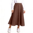 thumbnail image 4 of NAISIBABY Girls Maxi Skirt, Pleated Tiered High Waist Cotton Mesh Kids Flowy Swing Long Skirt Brown 12T, 4 of 7