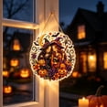 thumbnail image 6 of Autumn Halloween Diamond Art Craft Kit, Double Sided Acrylic Suncatcher with Witch Pumpkin Bat Floral Pattern, 5D Special Shaped Gem Hanging Ornament for Indoor Decor, 6 of 7