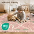 thumbnail image 4 of ODIKA 6'x9' Washable Area Rug Non-Slip, Chair-Friendly, Bows Interlocking Lattice Border Dainty Polka Boho Ribbon Playful for Dining Room, Under Table, Office Décor, 4 of 7