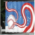 thumbnail image 3 of Ambesonne Baseball Shower Curtain, Abstract Ball Lines Stars, 69"Wx70"L, Vermilion and Violet Blue, 3 of 4