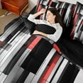 thumbnail image 4 of Manfei Black Red Gray Bedding Comforter Set 7-Piece, Modern Gradient Stripe Full Bedding Set, Contemporary Geometric Fitted Sheet Flat Sheet, Microfiber Bedroom Decor, 4 of 8