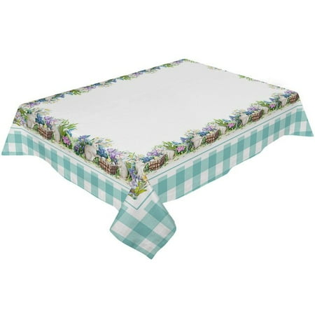 

ASWMXR Easter Bunny Mouse Watercolor Flower Tablecloth Waterproof Wedding Dining Decor Table Runner Holiday Cake Decor Table Cloth