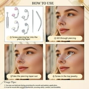 Horseshoe Nose Rings, 18G for Women Lip Hoops Half Hoop Earring Rook Daith Tragus Helix Piercing Jewelry Septum Rings,Gold and Silver Zirconia
