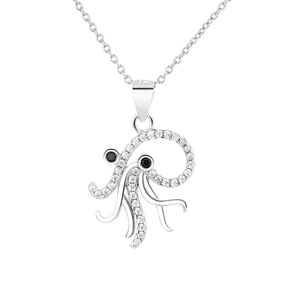 Fashion octopus sterling silver diamond pendant, incl.Gift box