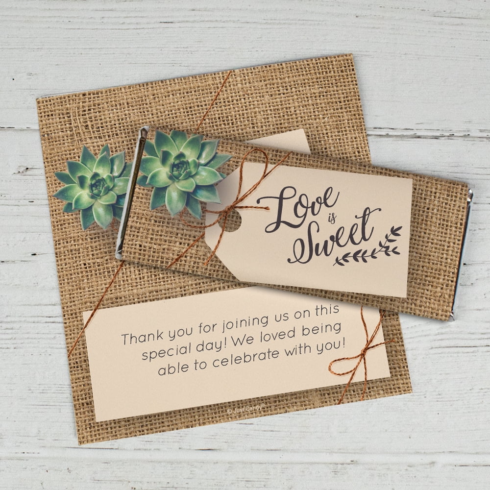 25ct Succulent Themed Wedding Favors for Guests Chocolate Bar Wrappers (25 Count) Bridal Shower Favors for Guests Wrappers for Wedding Candy Bars