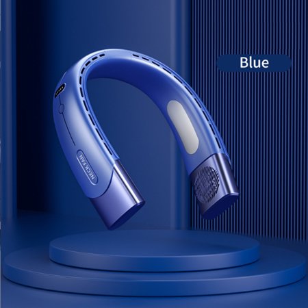 

Portable LCD Neck Fan 3000mAh Hands Free Bladeless Fan 5 Speeds Adjustment USB Powered Neck Fan for Outdoor Indoor-Blue