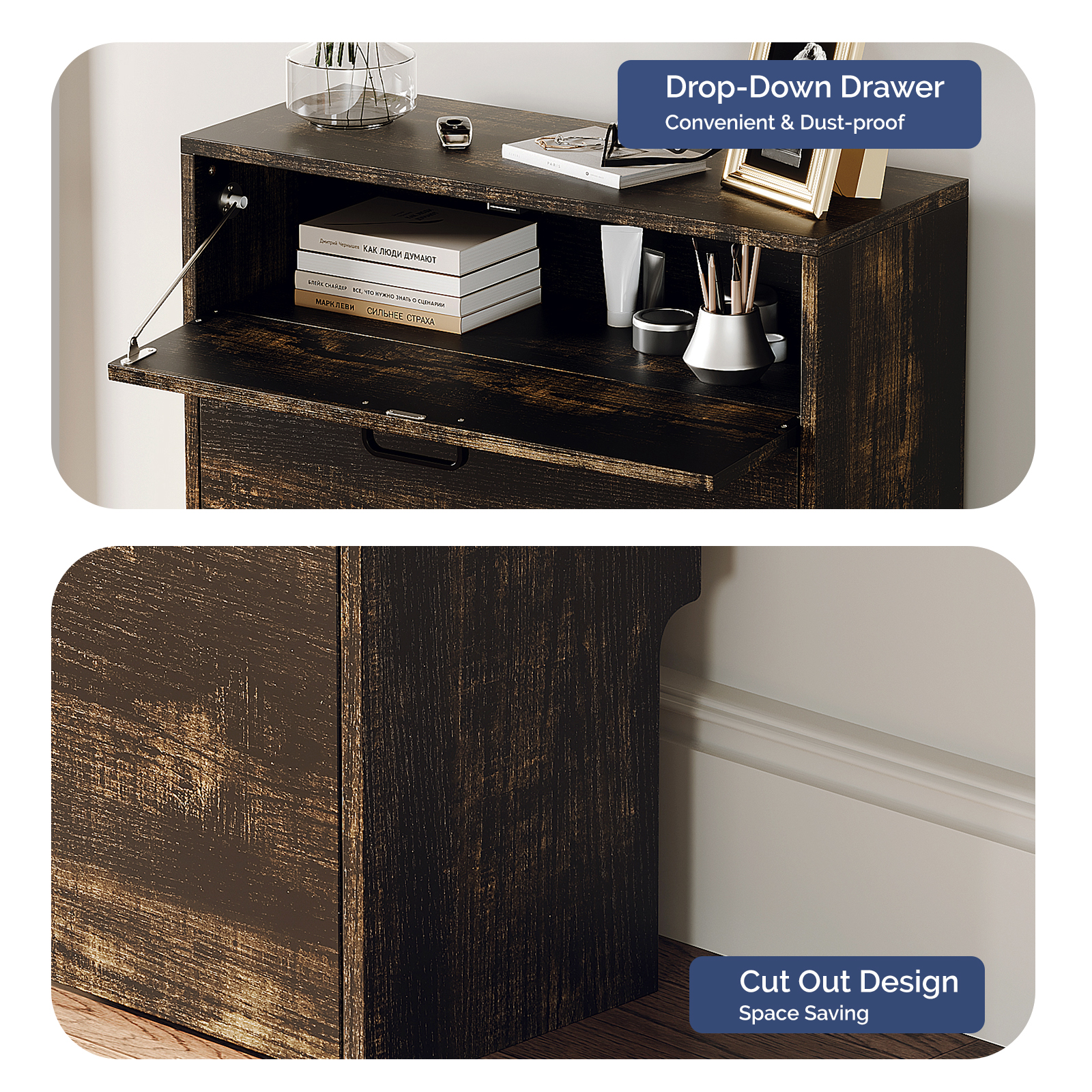 2-Cabinet 1-Drawer Shoe Cabinet Space-Saving Entryway Organizer