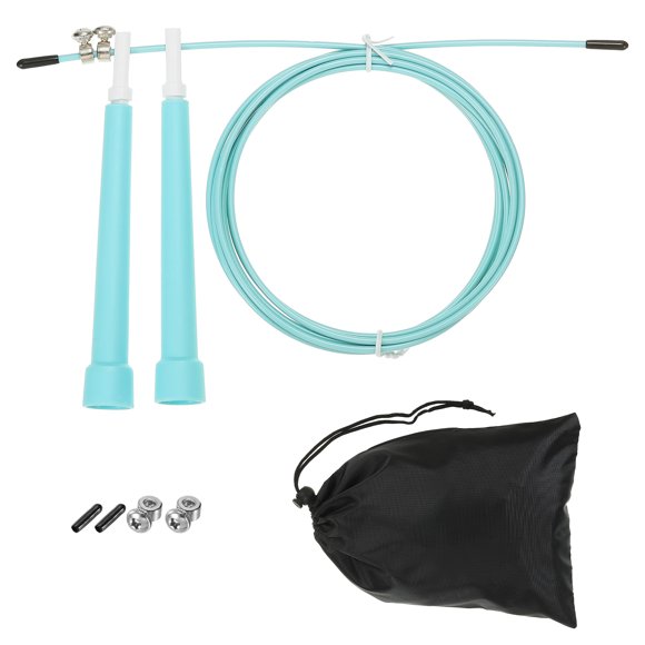 Unique Bargains Speed Jump Rope Adjustable Speed Skipping Rope with Storage Bag and Spare Parts Lake Green