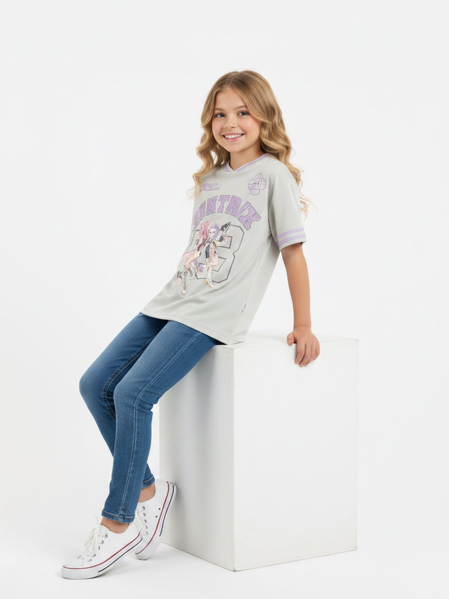 K-Pop Demon Hunters, Girls' & Big Girls' Graphic Jersey Tee, Huntrix Derby Core, Sizes 4-16