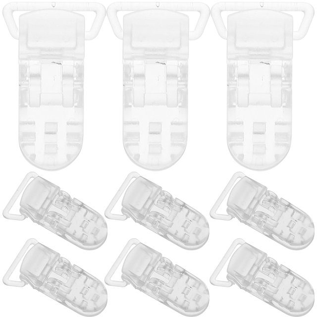25 uds. Clips de plástico transparente para chupete de bebé en forma de T, Clips para insignia, soportes para hacer correas de Clips transparentes