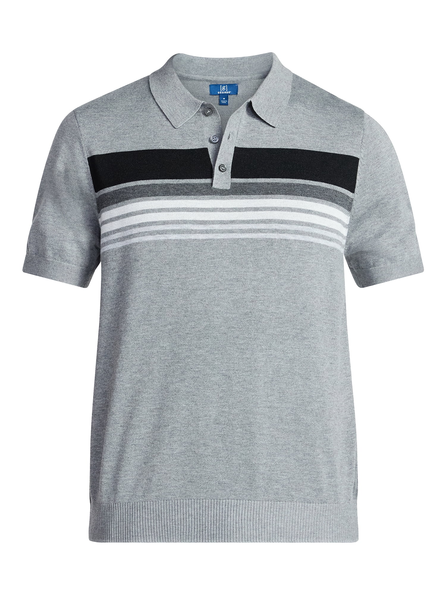 George Men's Sweater Polo Shirt with Short Sleeves, Sizes S-3XL