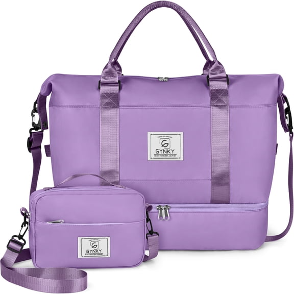 Gynky Travel Duffle Bag Set 2 Pack Weekender Bags for Women with Shoe Compartment Carry On Overnight Gym Duffel Bags with Wet Pocket Hospital Bags for Labor and Delivery