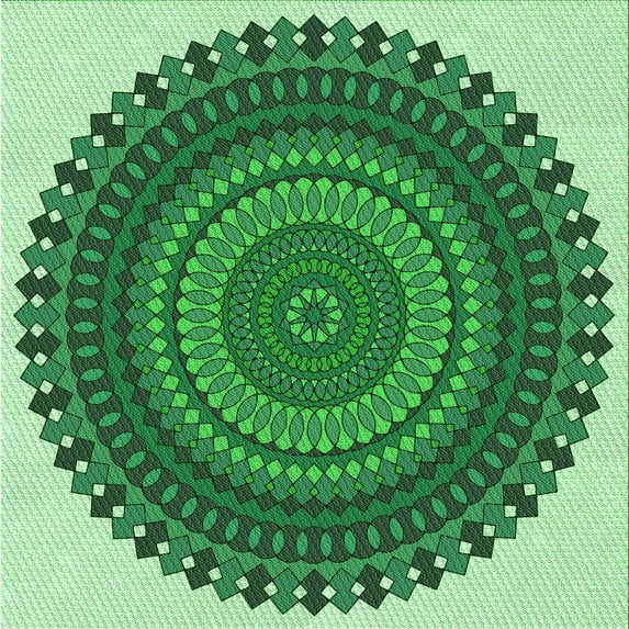 Ahgly Company Indoor Square Patterned ForestGreen Area Rugs, 7' Square