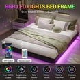 thumbnail image 4 of Floating Bed Frame with LED Lights Full Size Modern Upholstered Platform Bed Frame no Headboard, No Box Spring Needed, Easy to Assemble,Black Faux Leather, 4 of 9