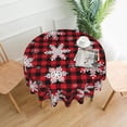 thumbnail image 2 of Christmas Snowflakes Tablecloth, Merry Christmas Table Cloth for Party Decoration, Round 60 Inch, Red Christmas Themed Tablecloths for Dinner Kitchen Party Picnic, 2 of 6
