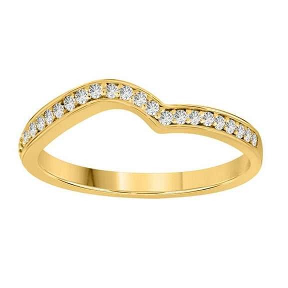 AoneJewelry 0.20 Carat Diamond Curved Wedding Band In 10K Solid Yellow Gold