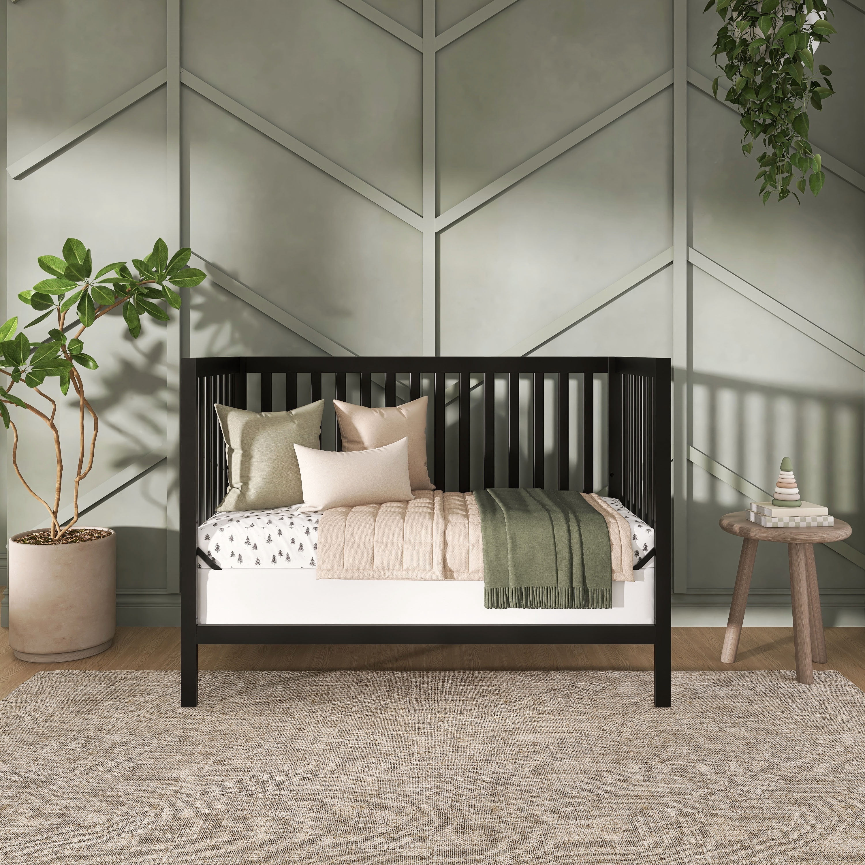 Nursery Bundle, Dream On Me Synergy MOD Crib in Matte Black and Crib & Toddler Mattress Bundle