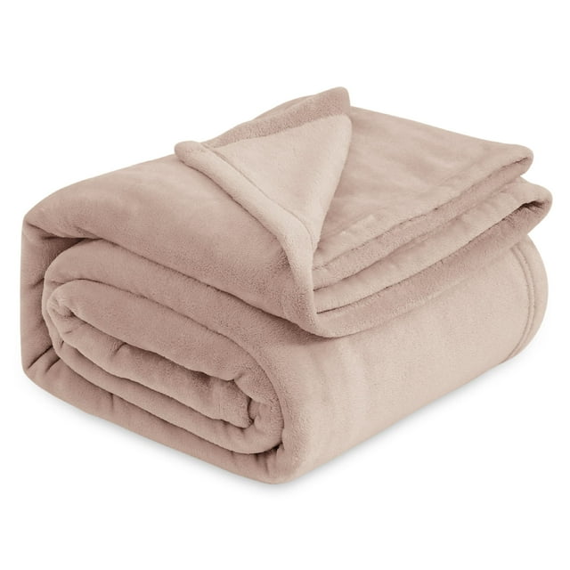 Manta polar para cama, tamaño queen, color rosa empolvado, 230 x 230 cm