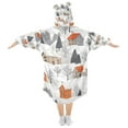 thumbnail image 2 of FORMRS Wearable Blanket Hoodie with Sleeves for Kids Cozy Flannel Sweatshirt, Beige Snow Houses, 2 of 7