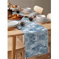 thumbnail image 6 of Blue Botanical Art Table Runner 72 Inches, Watercolor Leaf Modern Elegant Bed Runner Dresser Scarves Tabletop for Indoor Outdoor Parties/Ceremony/Banquet, 16" x 72", 6 of 8