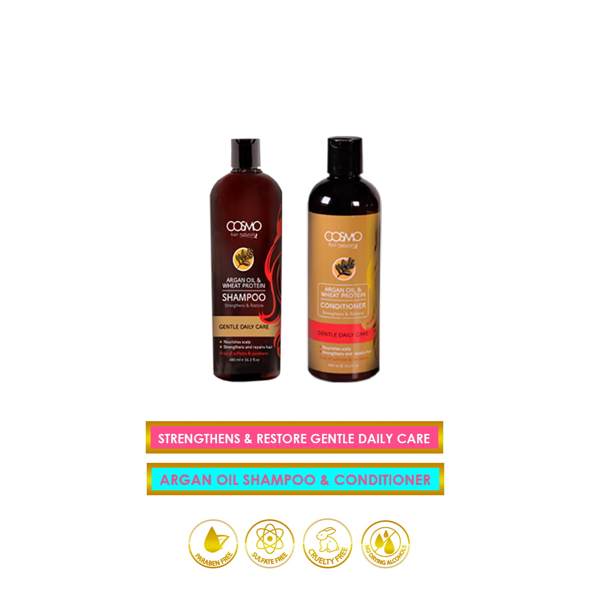 Rafflesia Arnoldi undtagelse gruppe Pack of 2 Shampoo & Conditioner Sulfate and Paraben Free - Argan Oil &  wheat Protein 8.4 Fl.Oz. - Walmart.com
