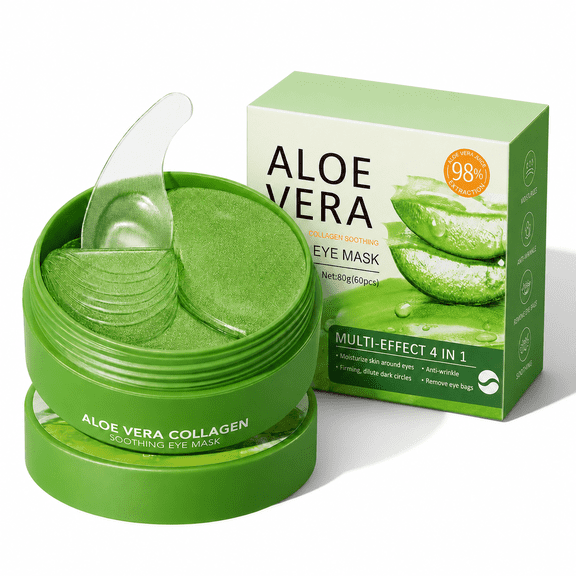 Aloe Vera Hydrogel Under Eye Patches, Moisturizing Cooling Eye Masks for Tired-Looking Eyes, Refreshing & Smoothing Skin Care, 60 Count