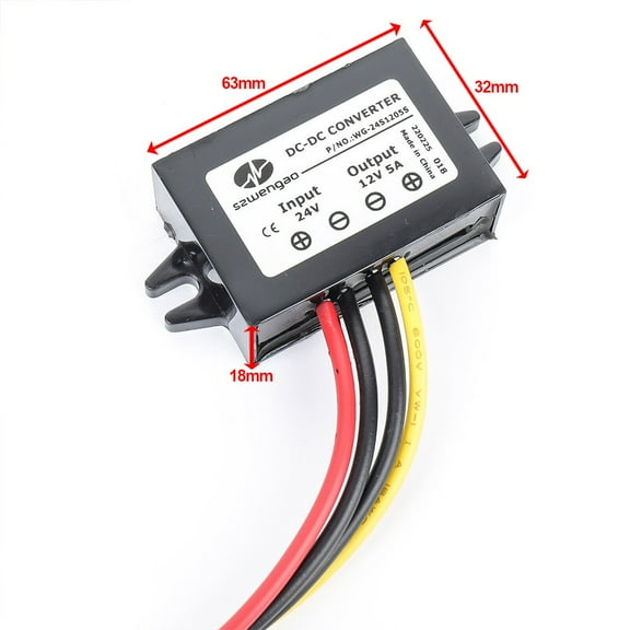 sailesiti 18V 36V DC to 12V DC Voltage Converter Stepdown Adapter for Automotive