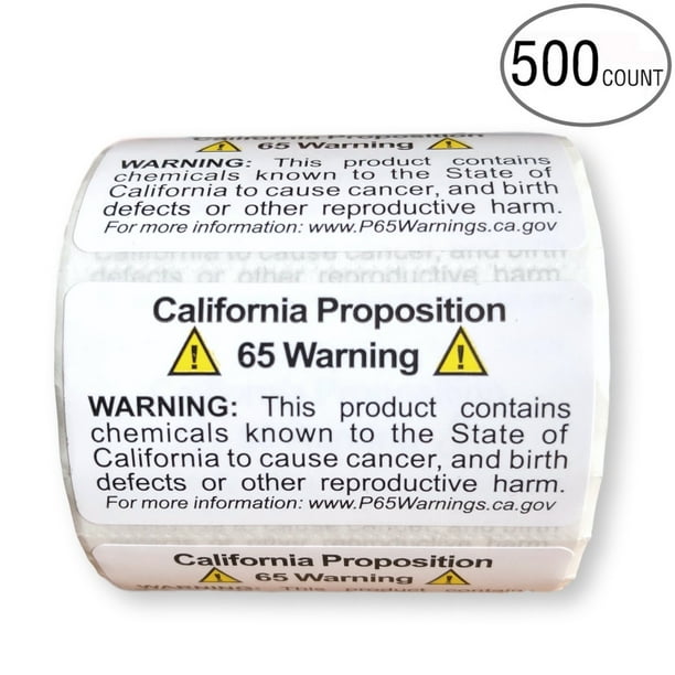 Prop 65 California Warning Labels 500 Count Roll 1 by 2 Inch Size